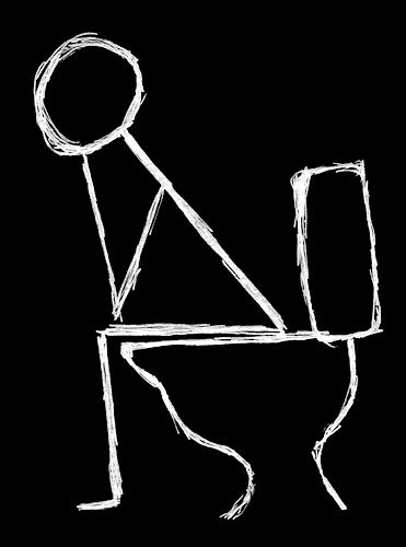 Stick figure pooping.